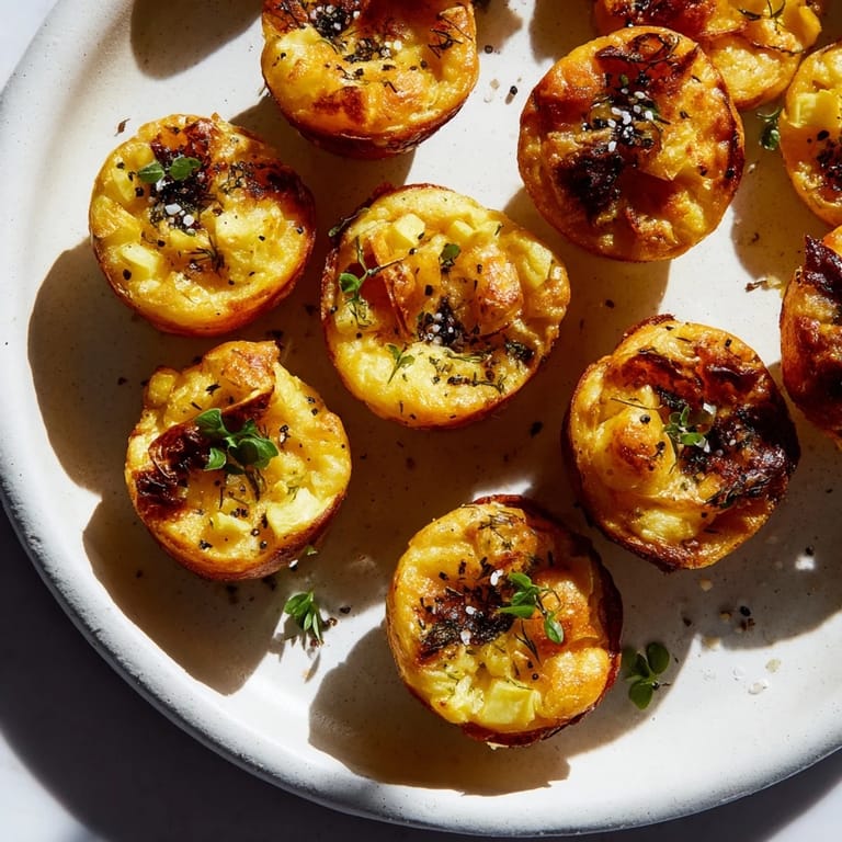 Bocados de tortilla española aromatizados con perejil fresco, perfectos para tapas.