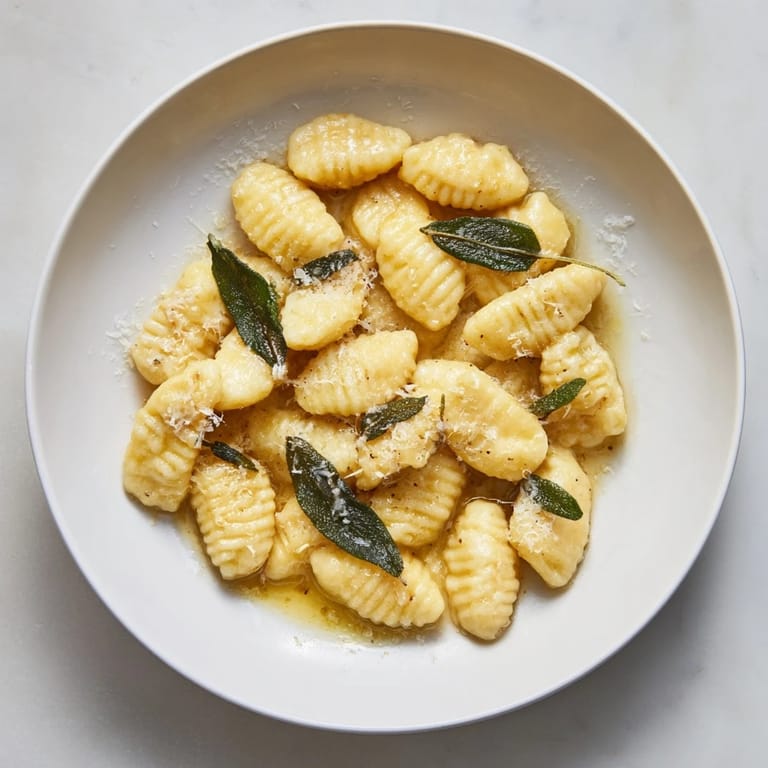 Freshly made perfect potato gnocchi, arranged beautifully before being cooked and served with herbs.