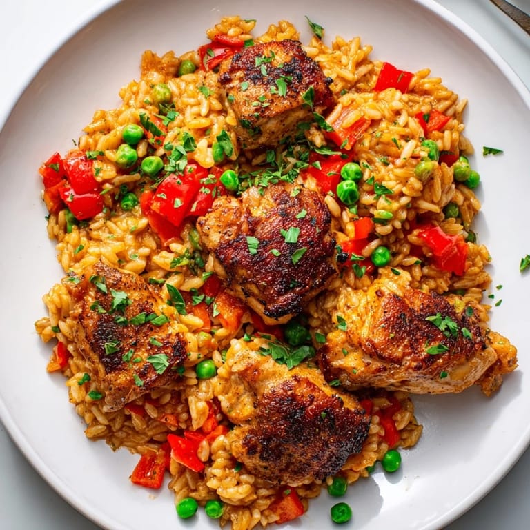Golden, juicy Smoked Paprika Chicken and Rice Casserole bubbling in a warm, flavorful casserole dish.