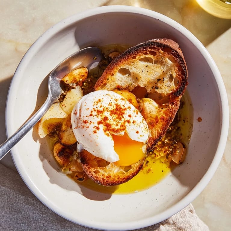 Enjoy a comforting bowl of Sopa de Ajo: the Spanish garlic soup with poached eggs.