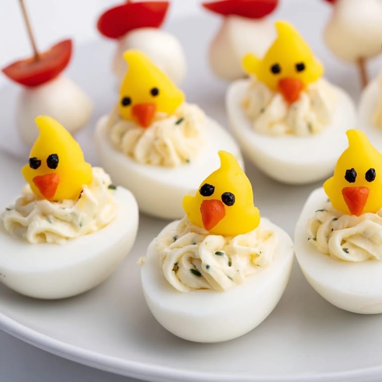 Platter of fresh Chick & Duckling Snacks, ready to serve as a fun and visually appealing appetizer.