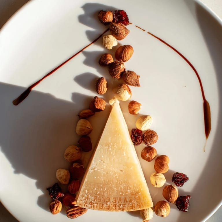 Magnificent close-up of The Sundial cheese board visually representing a clock with nuts and cheese.