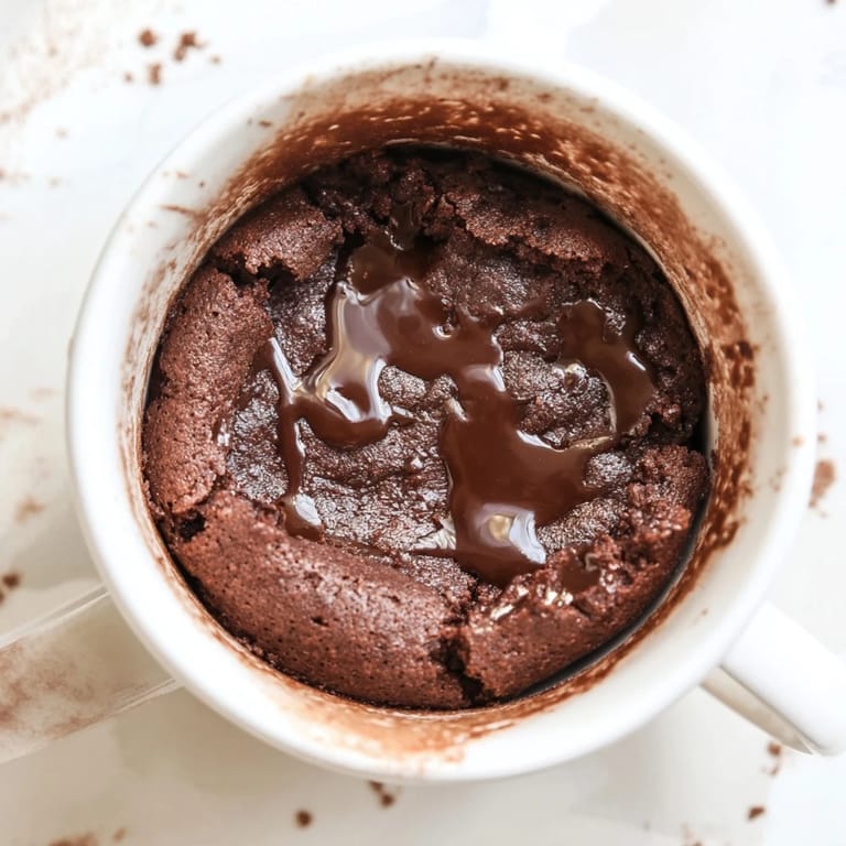 This easy microwave mug brownie recipe shows a rich, chocolatey dessert, ideal for a quick treat.