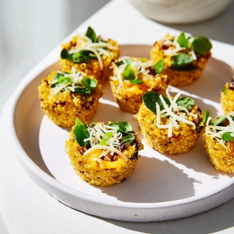 Savory Baked Cheddar Quinoa Bites, a perfect appetizer filled with vegetables and hearty quinoa.