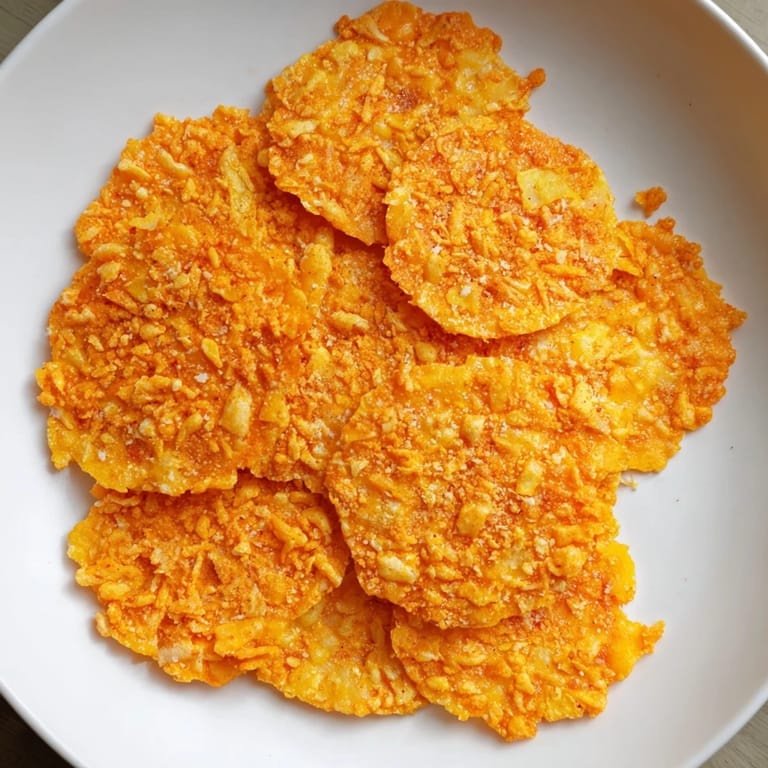 Close-up of freshly baked Crispy Cheeto Cheese Crackers, enticingly crisp with a cheesy, savory aroma.