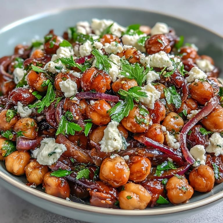 Ensalada Divorcio marida con feta desmenuzado, perejil picado y aderezo de aceite de oliva.