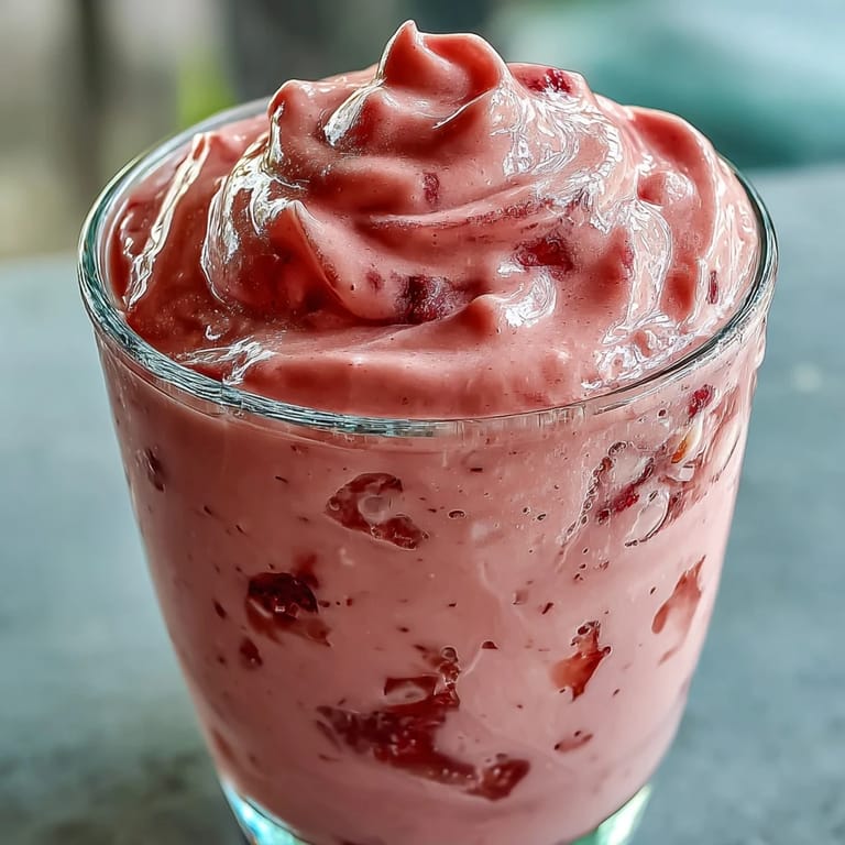 Delicioso Guava Juice Smoothie en vaso alto, decorado con rodajas de mango y fresas, ideal para el verano.