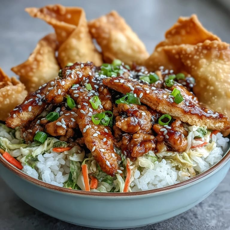 Ground chicken and crunchy cabbage stir-fry in savory sauce create a deconstructed egg roll bowl, finished with sesame seeds for garnish.