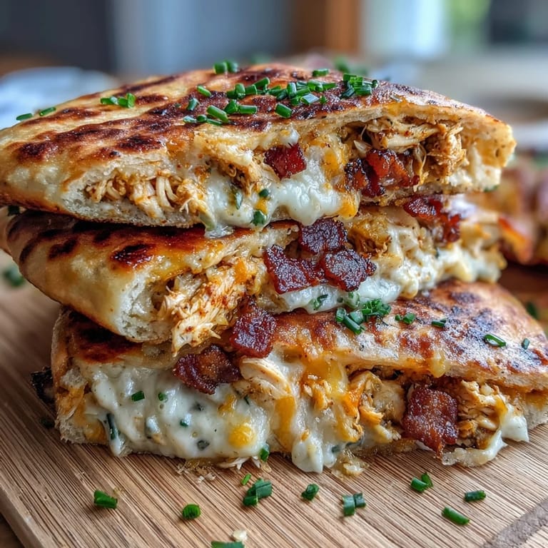 Garlic butter-brushed Ranch Crack Chicken Stuffed Naan with gooey cheese and smoky bacon filling