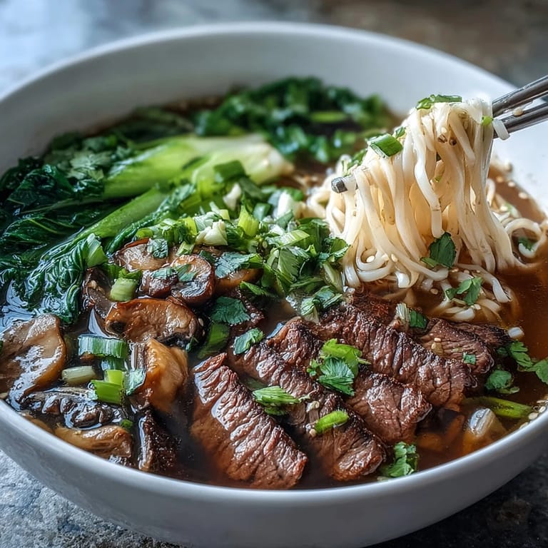 Diners cook beef, noodles, and veggies at the table in the bubbling Asian Hot Pot Noodle Feast.