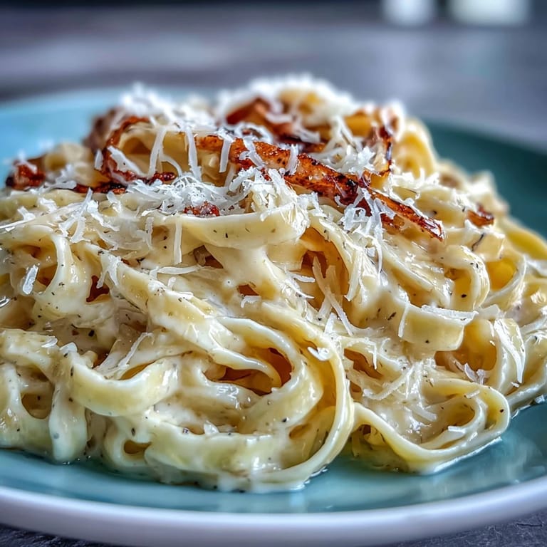 Freshly rolled Truffle-Infused Egg Pasta strands glistening with butter and Parmesan, plated for a luxurious Italian dinner.
