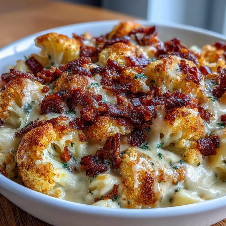 3. Keto Mac and Cheese with Roasted Cauliflower and Bacon Crumbs: A decadent, gluten-free twist on classic mac, featuring smoky bacon crumbs and velvety cheese sauce.