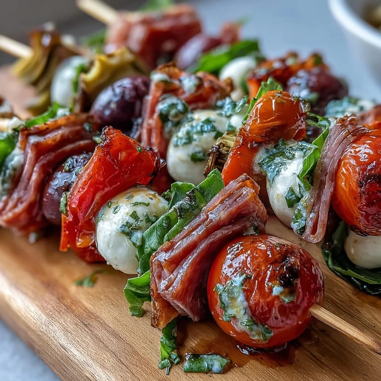 Pinchos coloridos de sub italiano con salami, jamón, mortadella, mozzarella y vegetales frescos, acompañados de aioli casero para untar.  