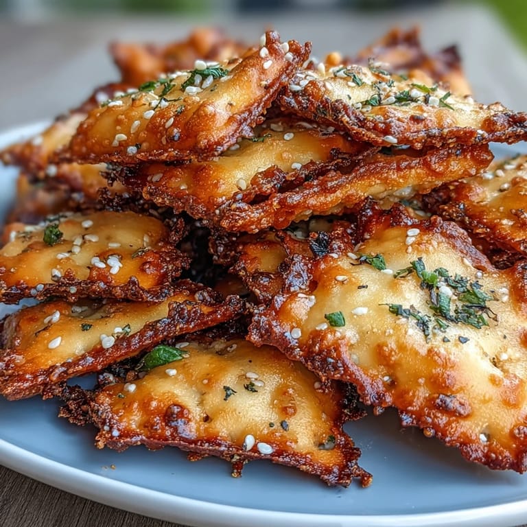 Galletas saladas caseras con queso cheddar, masa madre y topping de especias everything.  