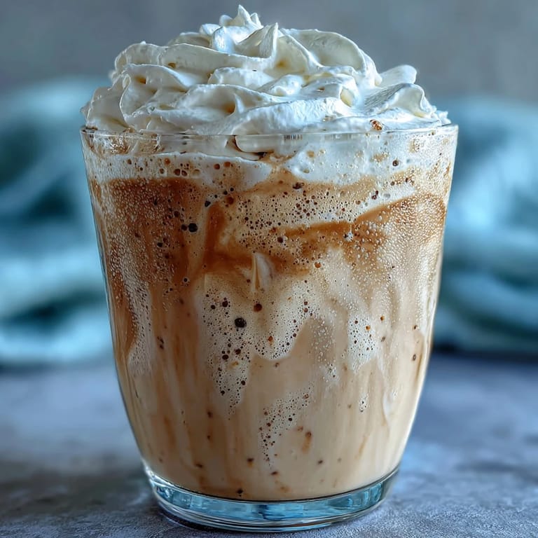 Batido helado de proteínas con vainilla y frijol, decorado con crema batida y listo para disfrutar después del entrenamiento.