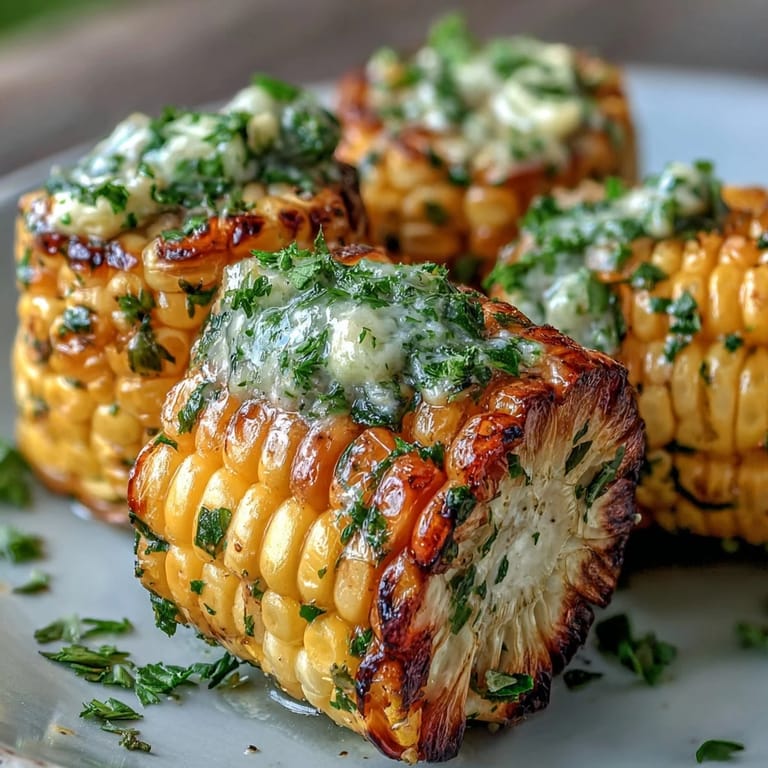 3. Tender grilled corn in foil, infused with garlic herb butter and finished with a sprinkle of Parmesan cheese.