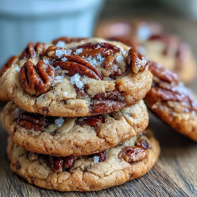 Deliciosas galletas de Pecán con Mantequilla Dorada y Sal Marina: aroma a nueces tostadas y mantequilla dorada, con un acabado crujiente y salado.