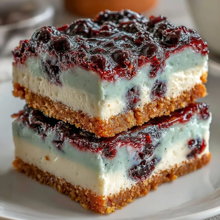 Delicadas barras de cheesecake de limón y arándanos, refrescantes y con sabor casero.