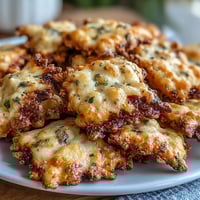 Crackers de queso cheddar crujientes con masa madre y condimento everything.  