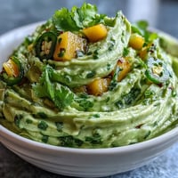 Guacamole cremoso con mango y jalapeño, perfecto para celebrar el Cinco de Mayo con amigos.
